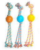 ThoozyPet Squid Tails Tug Rope Dog Toy with TPR Spike Ball 22", 3 Colors