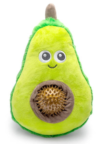 ThoozyPet Avocado Plush Squeaky Dog Toy with Spiky Ball Squeaker: 11"