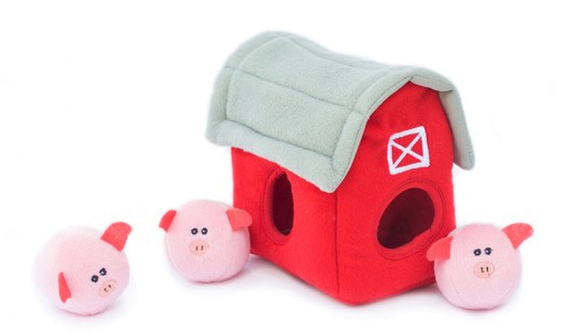 ZippyPaws Zippy Burrow Pig Barn Dog Toy