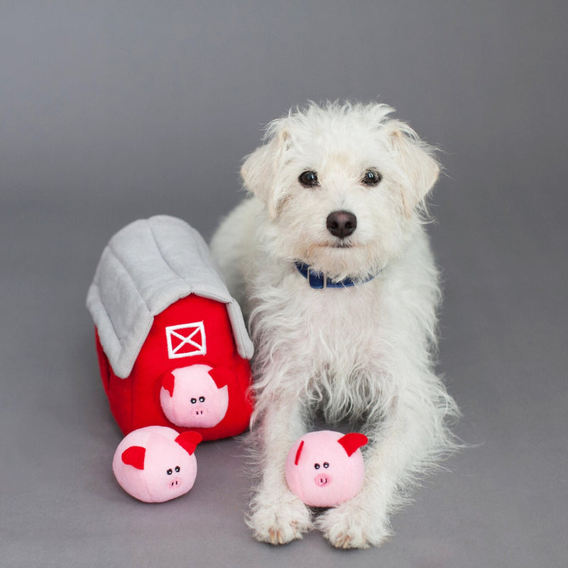 ZippyPaws Zippy Burrow Pig Barn Dog Toy