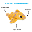 BARK Leopold Leopard Shark Toy - in - Toy Squeak & Crinkle Dog Toy, Medium Dogs - Glad Dogs Nation | ALL Profits Donated