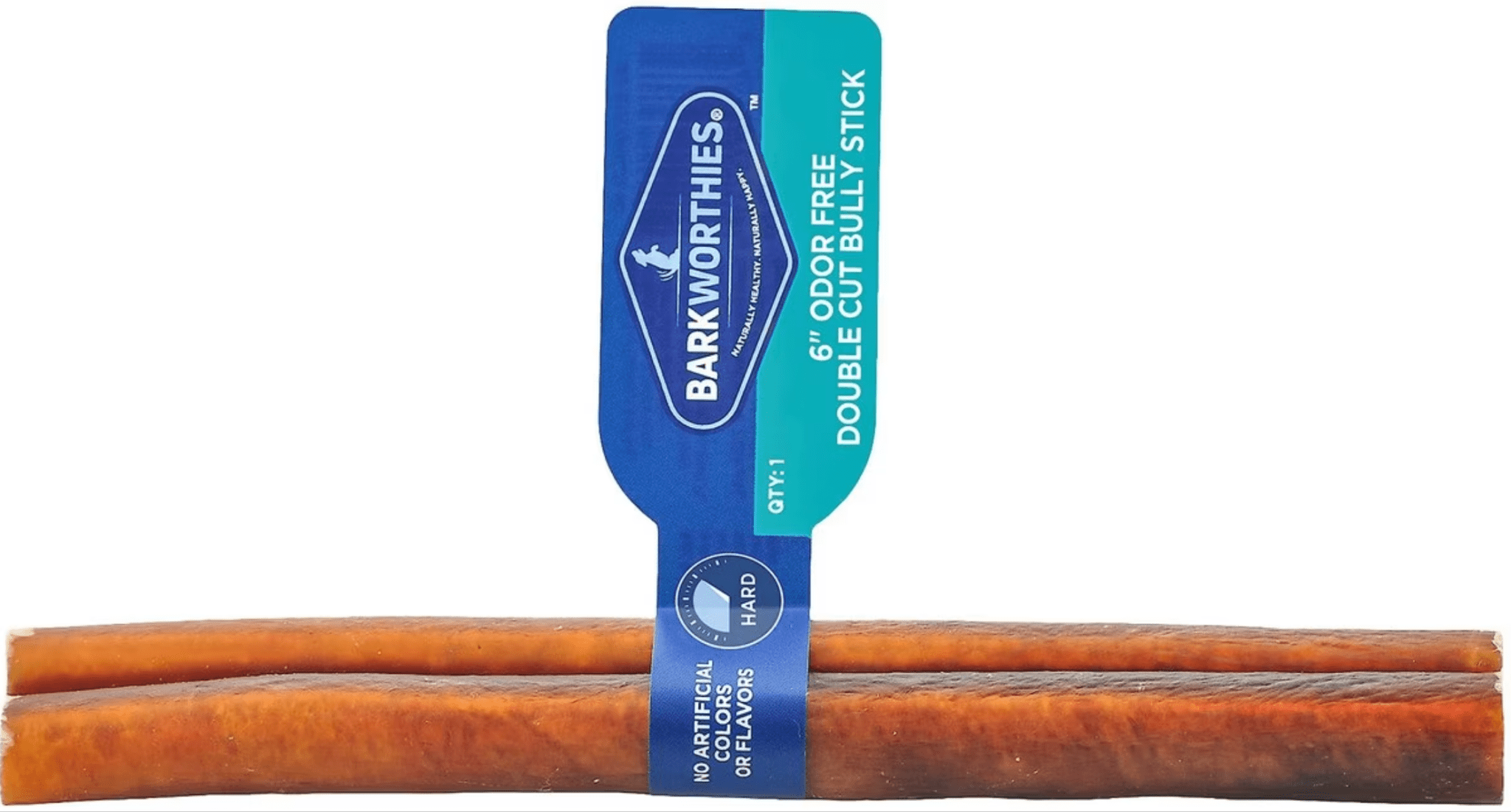 Barkworthies Odor Free DOUBLE CUT Bully Stick Dog Chew Treat: 6