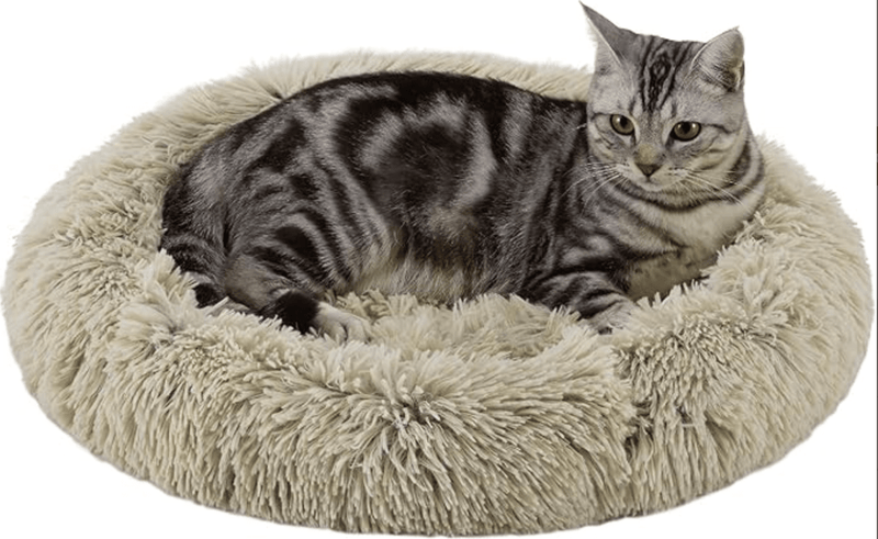 Best Friends by Sheri Calming Oval Donut Bed/Pad For Cats & Small Dogs: 21"x19": Grey, Taupe - Glad Dogs Nation | ALL Profits Donated