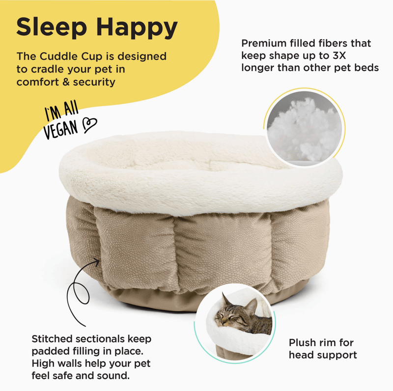 Best Friends by Sheri Cuddle Cup Ilan Wheat Mini Bed for Cats, Kittens & Small Dogs - Glad Dogs Nation | ALL Profits Donated