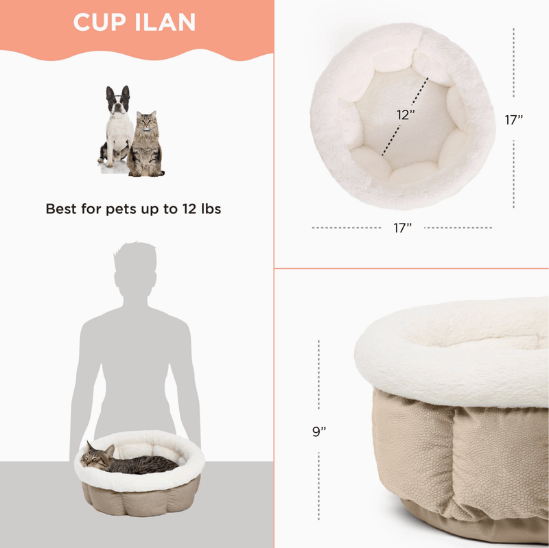 Best Friends by Sheri Cuddle Cup Ilan Wheat Mini Bed for Cats, Kittens & Small Dogs - Glad Dogs Nation | ALL Profits Donated