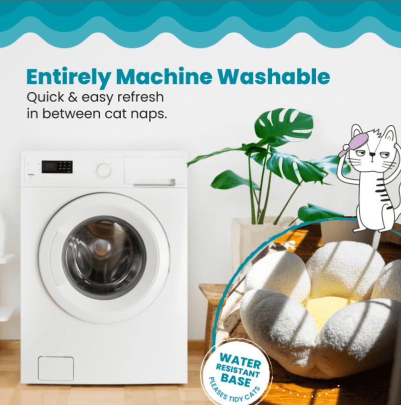 Catstages 21" Purrfect Petals Flower Shaped Bolster Bed with Removable Cover: White & Yellow - Glad Dogs Nation | ALL Profits Donated