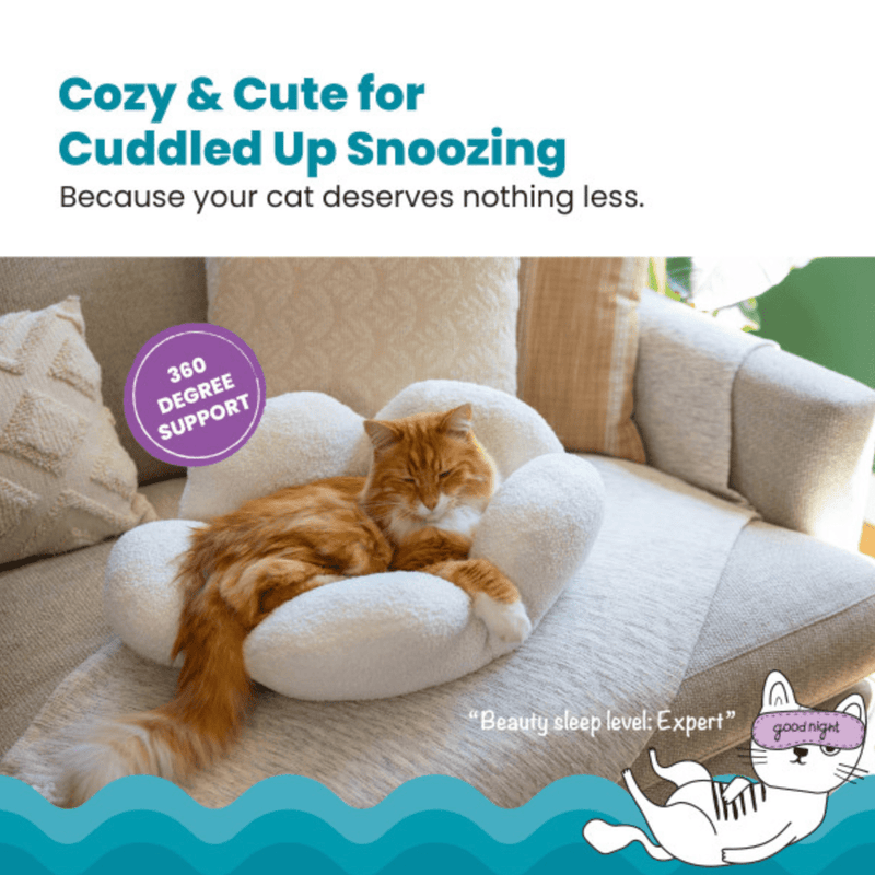 Catstages 21" Purrfect Petals Flower Shaped Bolster Bed with Removable Cover: White & Yellow - Glad Dogs Nation | ALL Profits Donated