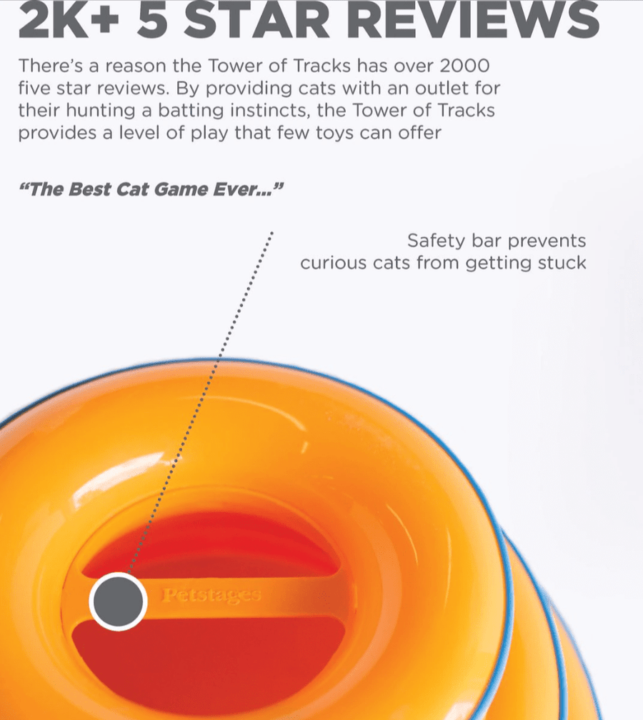 Catstages Tower of Tracks Interactive 3-Tier Cat Toy: 2 Balls per Tier