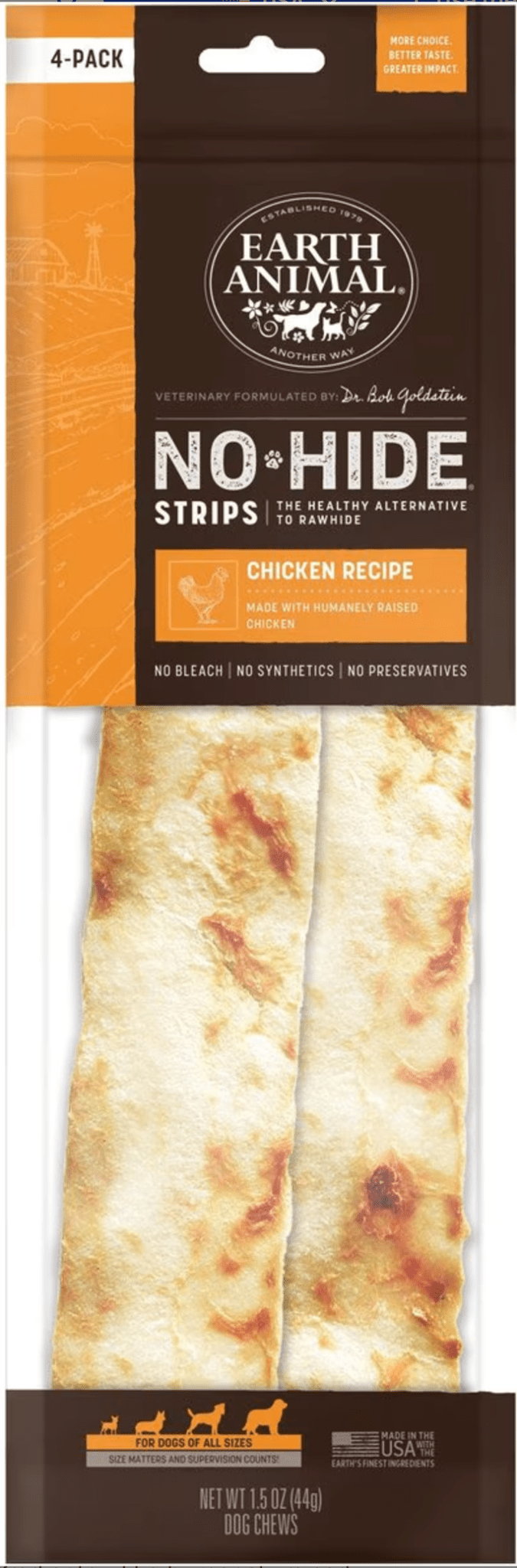 Earth Animal Dog No Hide Strips Single or Multi - Pack: Chicken CHEAPER THAN CHEWY - Glad Dogs Nation | ALL Profits Donated