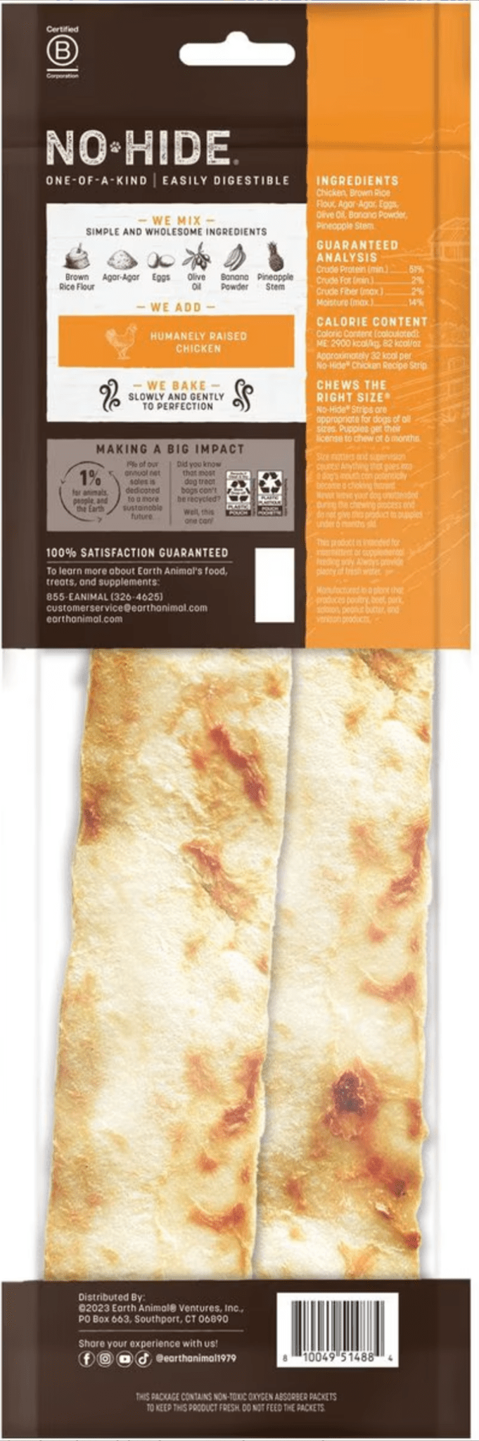 Earth Animal Dog No Hide Strips Single or Multi - Pack: Chicken CHEAPER THAN CHEWY - Glad Dogs Nation | ALL Profits Donated