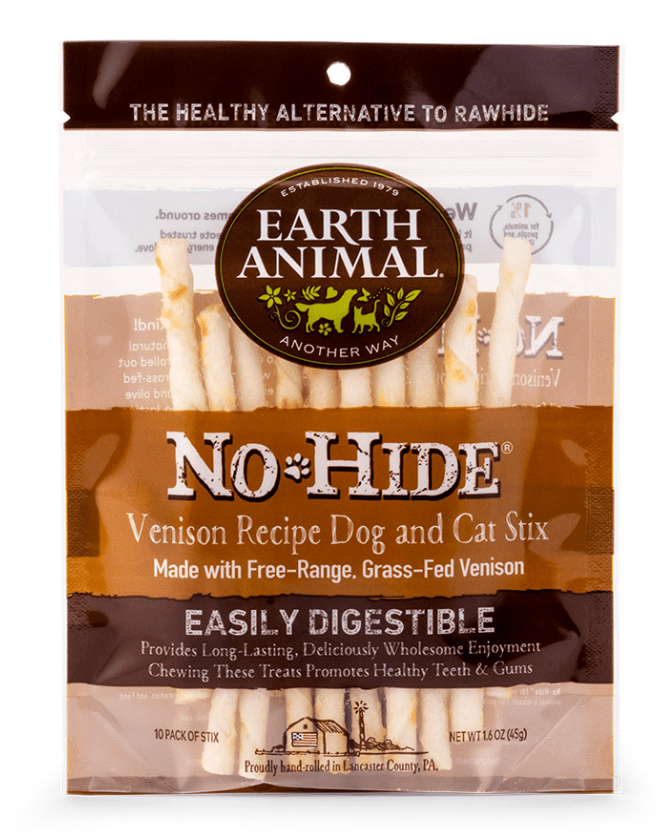 Earth Animal No Hide Chews Dog & Cat Treats Stix 10 Pack: Venison - Glad Dogs Nation | ALL Profits Donated