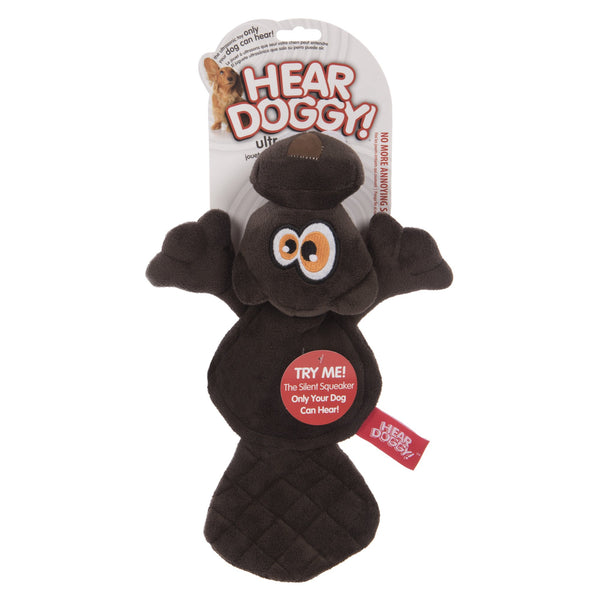 HEAR DOGGY Silent Squeaker Chew Guard Flattie BROWN