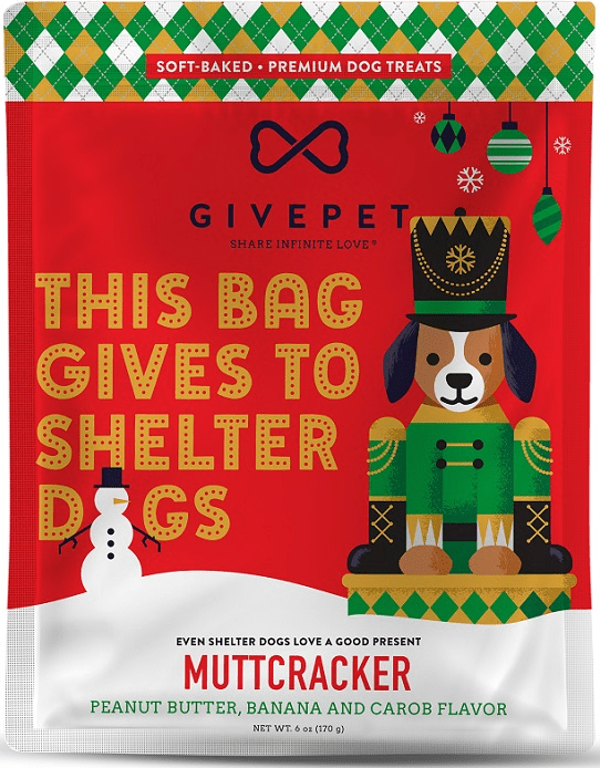 GivePet Holiday Dog Treats Muttcracker: Peanut Butter, Banana and Carob 6 Oz. - Glad Dogs Nation | ALL Profits Donated