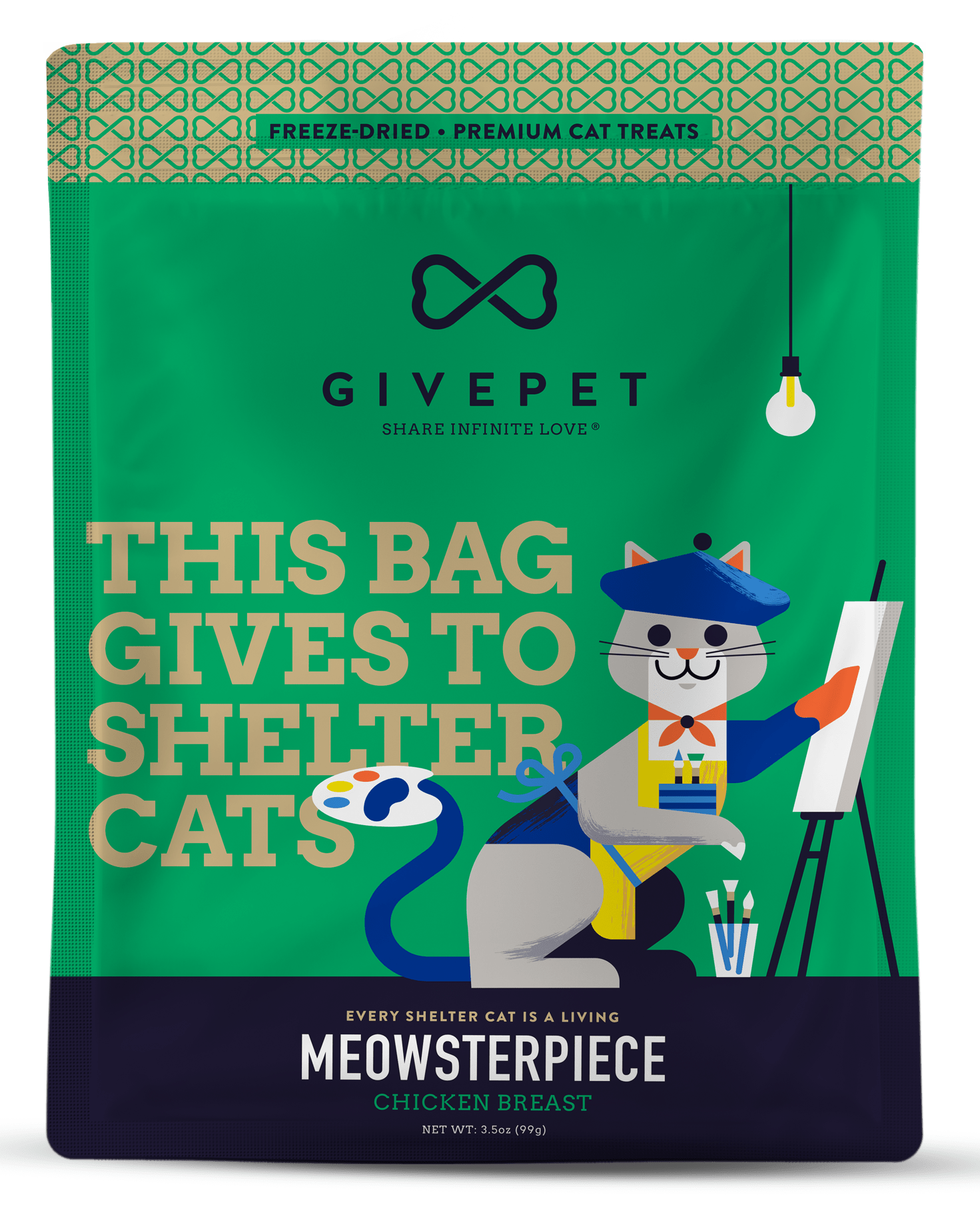 GivePet Meowsterpiece Freeze Dried Chicken Breast Treats For Cats: 1.25 oz - Glad Dogs Nation | ALL Profits Donated