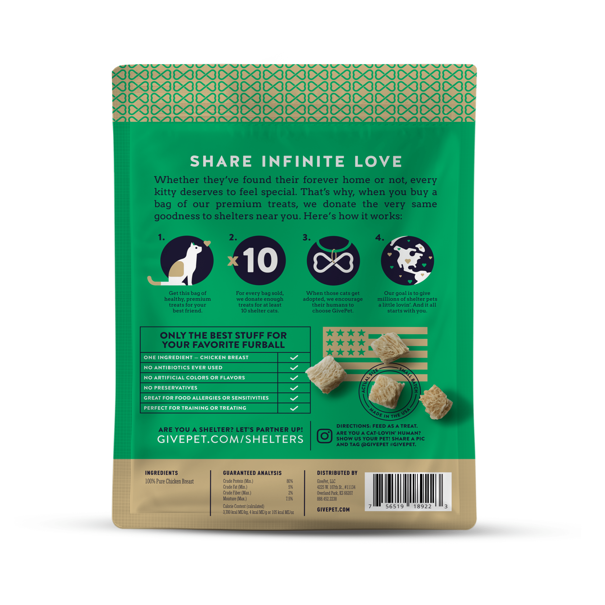 GivePet Meowsterpiece Freeze Dried Chicken Breast Treats For Cats: 1.25 oz - Glad Dogs Nation | ALL Profits Donated
