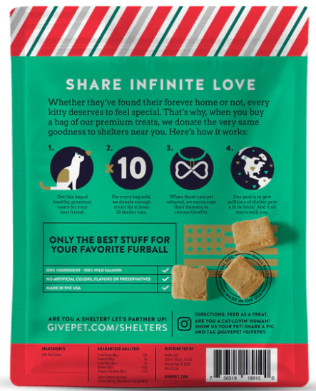 GivePet Naughty or Mice Freeze - Dried Salmon Treats For Cats (1 oz) - Glad Dogs Nation | ALL Profits Donated