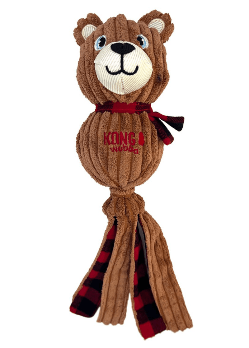 KONG Holiday Wubba™ Corduroy Bear Squeaky Tug Dog Toy: Large - Glad Dogs Nation | ALL Profits Donated