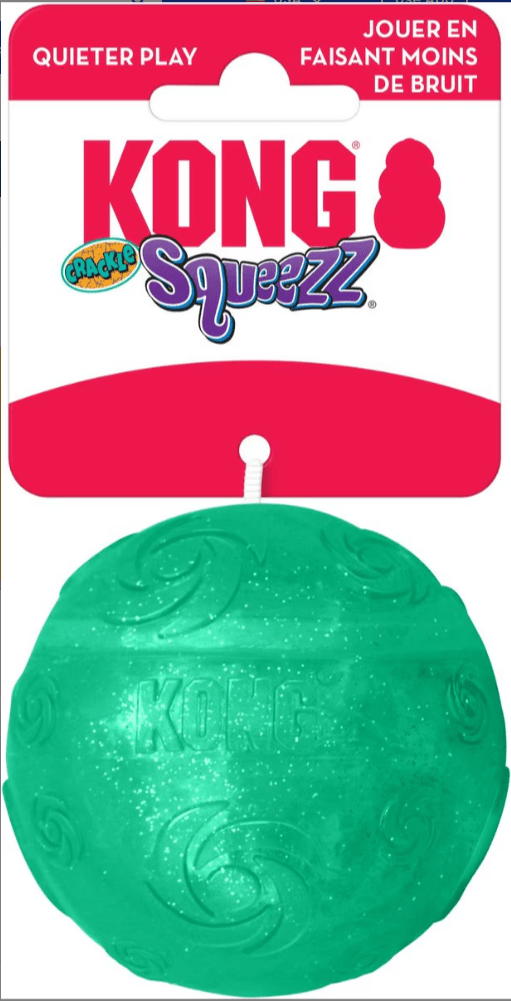 Kong Squeezz Crackle Ball: Quiet Chewing / Choose Your Color - Glad Dogs Nation | ALL Profits Donated