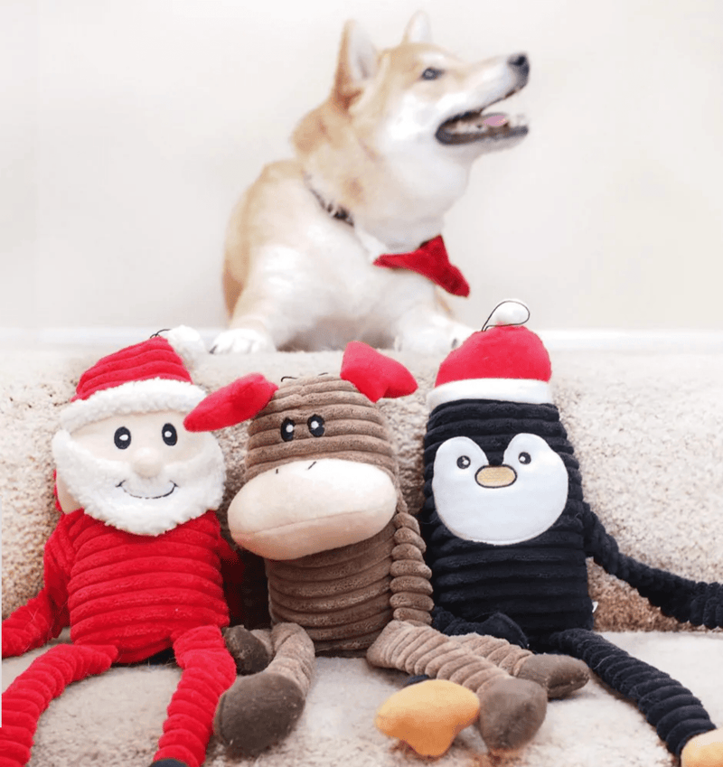 Large ZippyPaws Holiday Crinkle Reindeer Squeaky Plush Dog Toy - Glad Dogs Nation | ALL Profits Donated