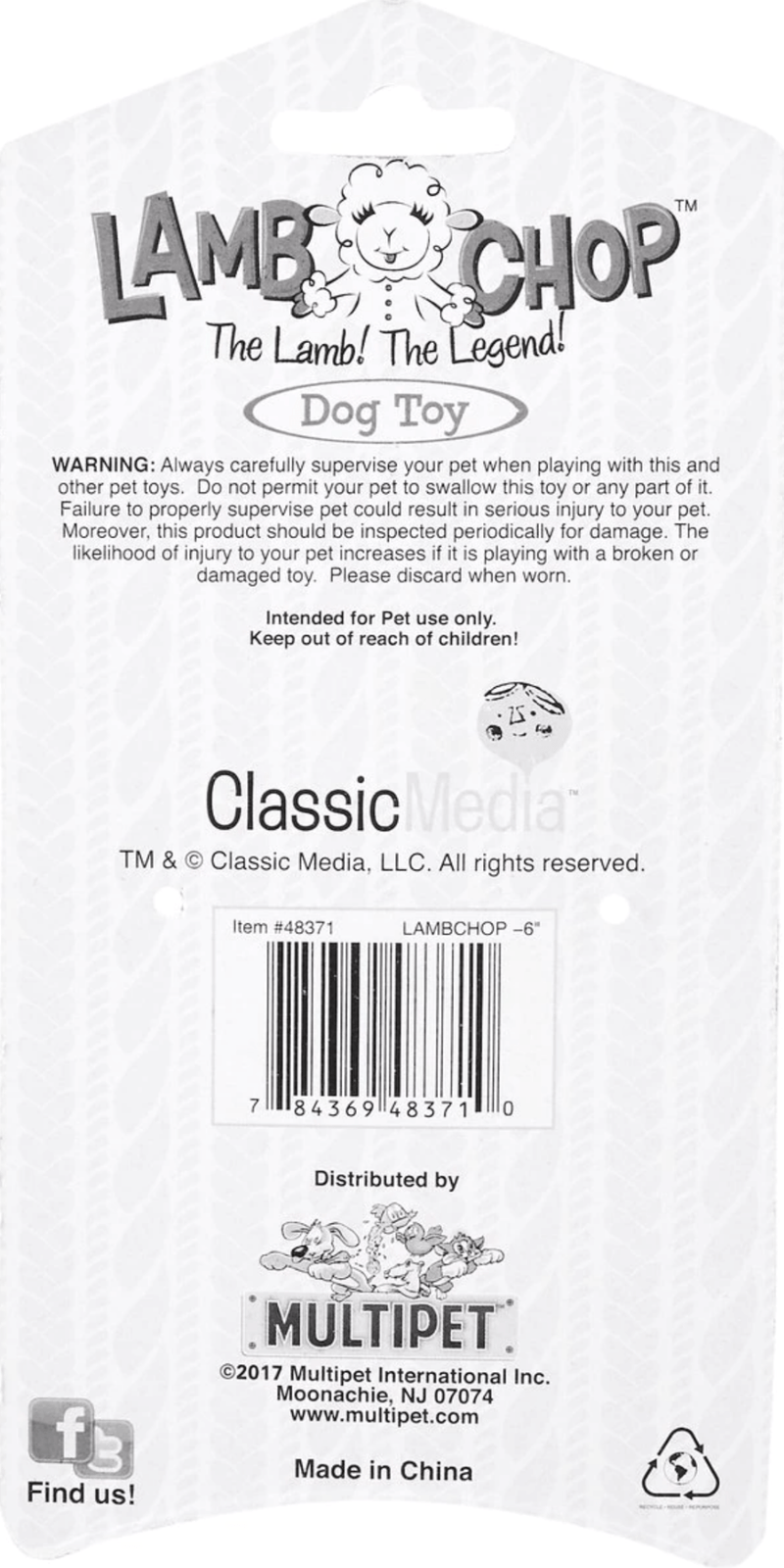 Multipet Lamb Chop Lambchop Squeaky Plush Dog Toy: 2 Sizes - Glad Dogs Nation | ALL Profits Donated