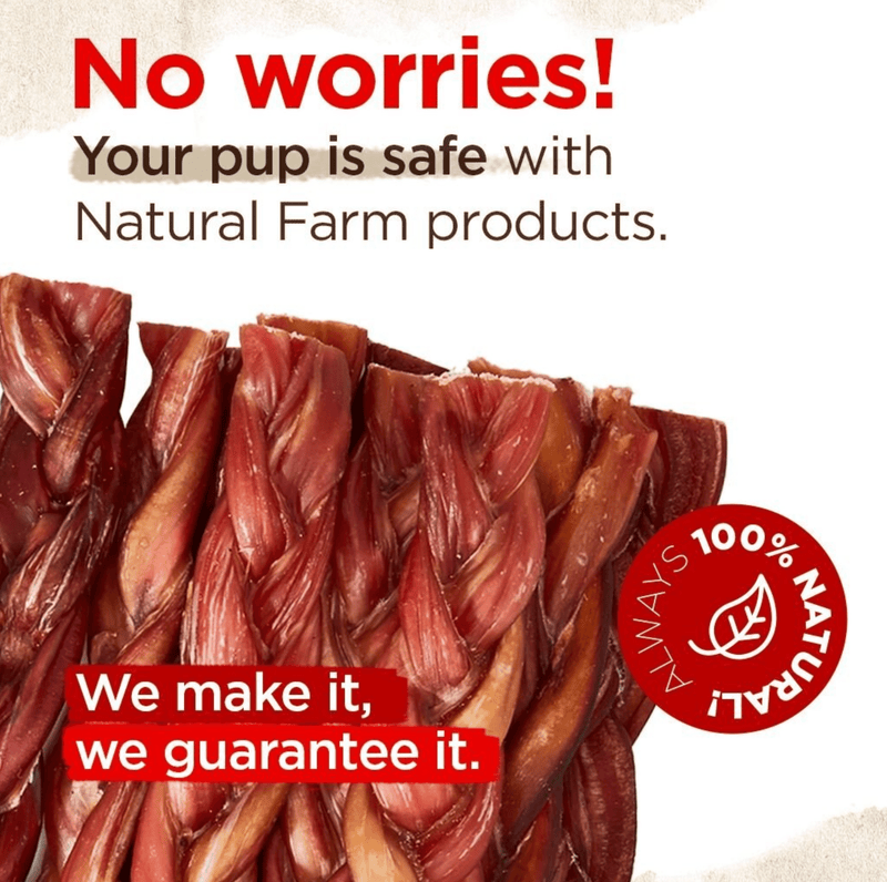 Natural Farm Braided Beef 6" Bully Sticks Dog Treats CHEAPER THAN CHEWY - Glad Dogs Nation | ALL Profits Donated