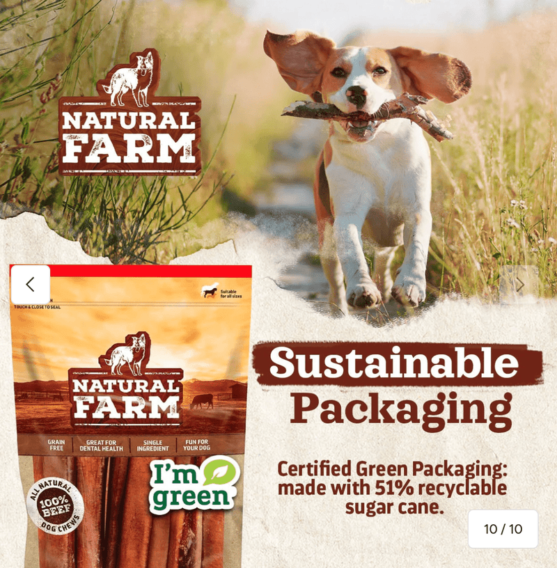 Natural Farm Collagen Sticks: Peanut Butter Flavor 6" or 12" - Glad Dogs Nation | ALL Profits Donated