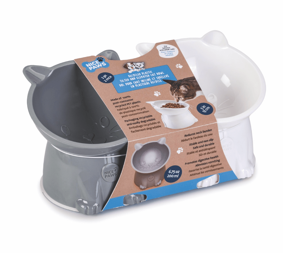 Cat Bowl Plastic Cute Cat Face Ears Grey 2 Pack Pet Food Water Feeder Cat Bowl Plastic Cute Cat Face Ears Grey 2 Pack Pet Food Water Feeder