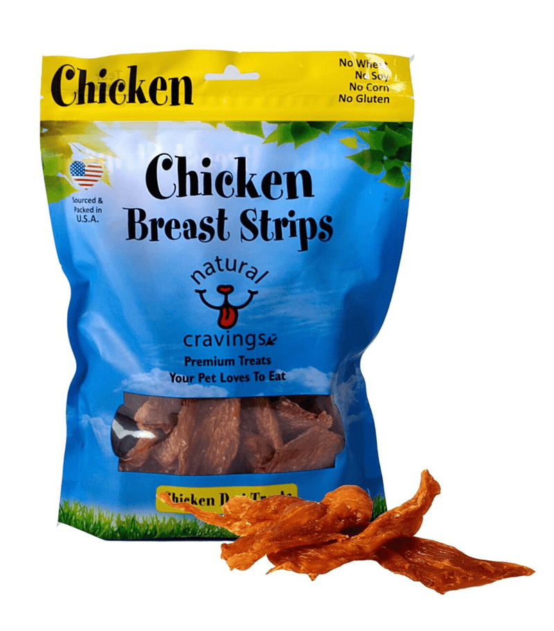 SAVE $3! Natural Cravings USA Chicken Breast Strips Breakable Treat 10 oz. Bag - Glad Dogs Nation | ALL Profits Donated