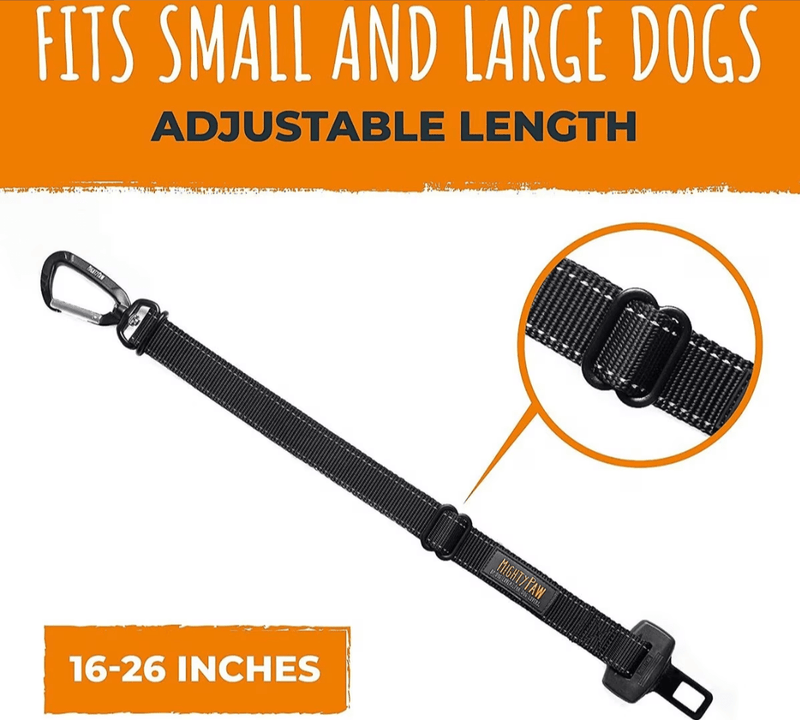 SAVE $4! Mighty Paw Nylon Dog Seat Belt for Buckle, Black - Glad Dogs Nation | ALL Profits Donated