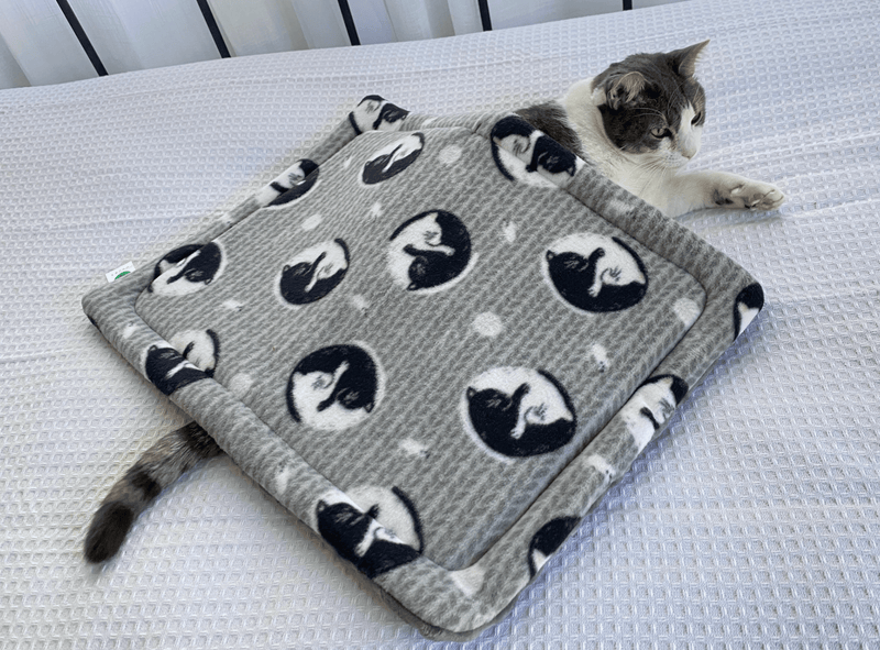 Screaming Pickles Handmade Fleece Pet Bed Cozy Mat: Yin Yang Kitties - Glad Dogs Nation | ALL Profits Donated