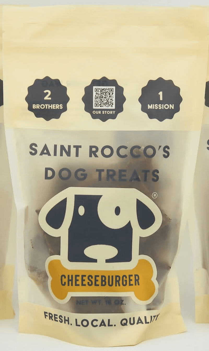 St. Rocco's Treats Cheeseburger Dog Treats: 3 oz. & 8 oz.
