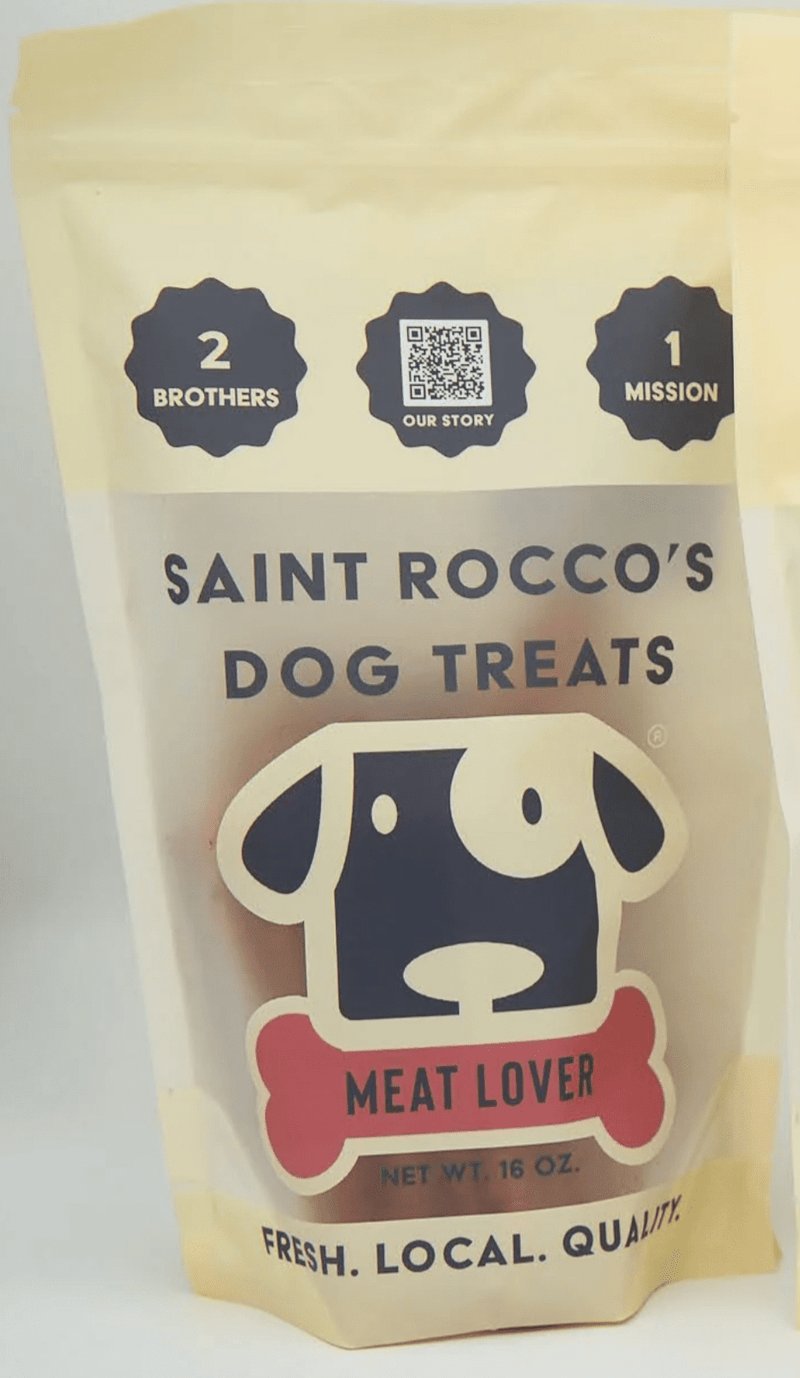 St. Rocco's Treats Meat Lovers (Chicken & Bacon) Dog Treats: 3 oz. & 8 oz.