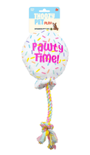 ThoozyPet Pawty Time Plush Balloon Crinkle & Squeak Dog Toy with Rope 7" - Glad Dogs Nation | ALL Profits Donated