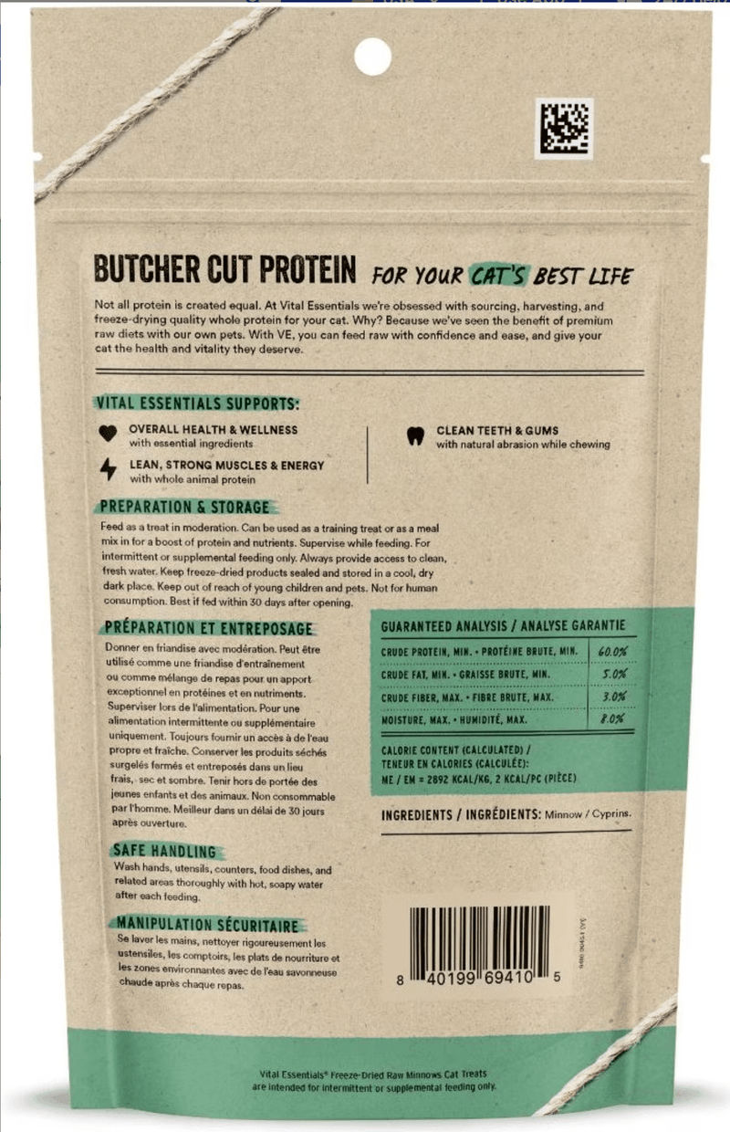 Vital Essentials Minnows Grain - Free Freeze - Dried Raw Cat Treats - Glad Dogs Nation | ALL Profits Donated