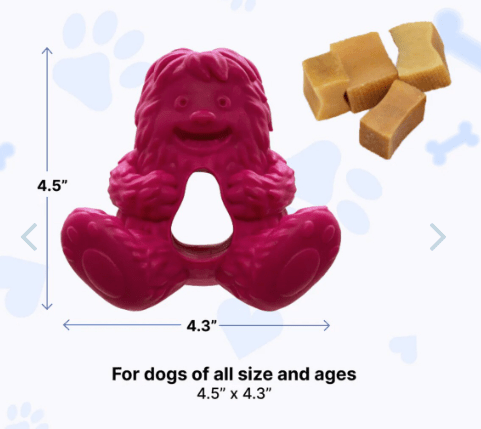 Yeti Dog Yak Cheese Chew Puff & Play Dog Chew Treat Dispenser: Hangry Yeti Blue or Pink - Glad Dogs Nation | ALL Profits Donated