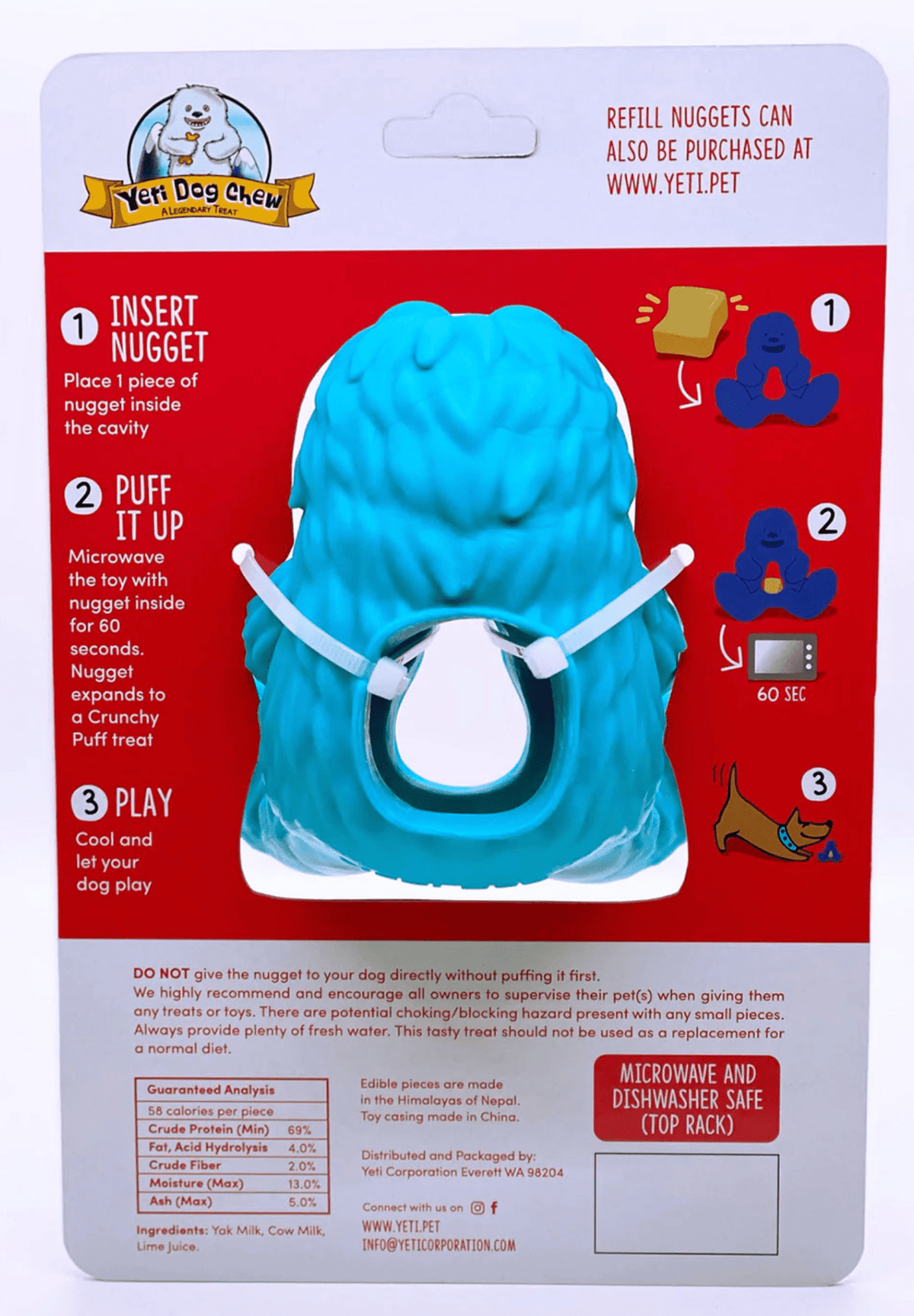 Yeti Dog Yak Cheese Chew Puff & Play Dog Chew Treat Dispenser: Hangry