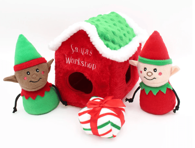 ZippyPaws Holiday Burrow™ Santa's Workshop Plush Dog Toy - Glad Dogs Nation | ALL Profits Donated
