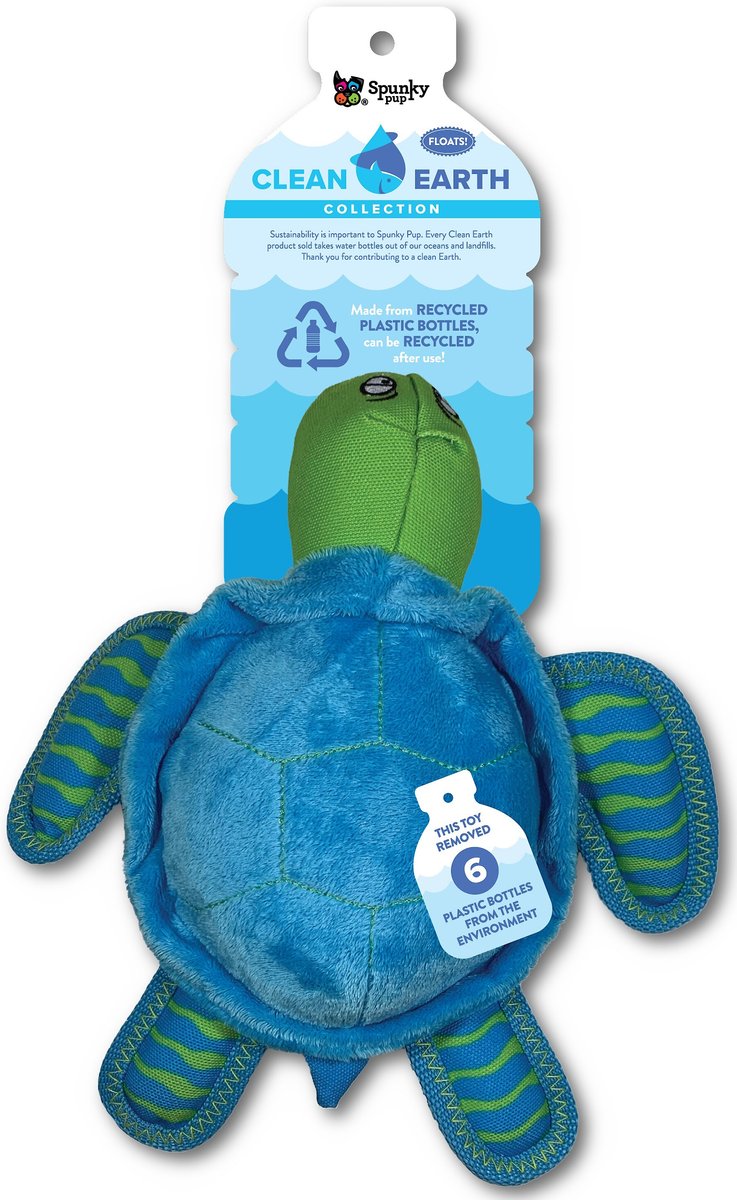 Spunky Pup Clean Earth Recycled Turtle Plush Dog Toy * 2 Sizes * Floats