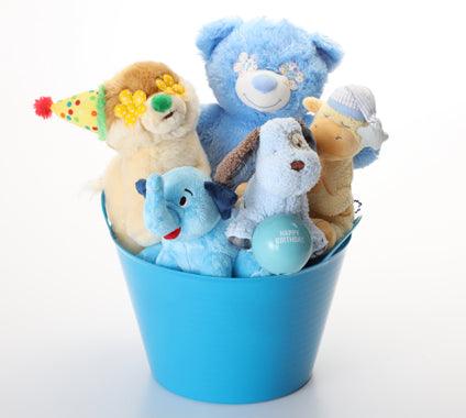Happy Birthday SQUEAKY Dog & Puppy Plush Toys Gift Basket / Blue Toys - Glad Dogs Nation | ALL profits donated