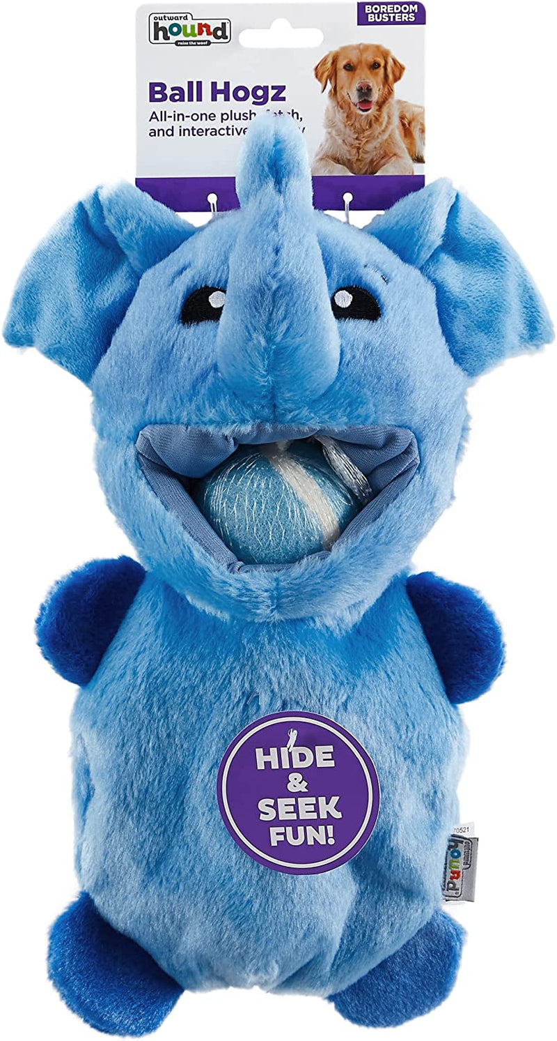 Outward Hound Ball Hogz Hide and Seek Dog Toy Blue Elephant