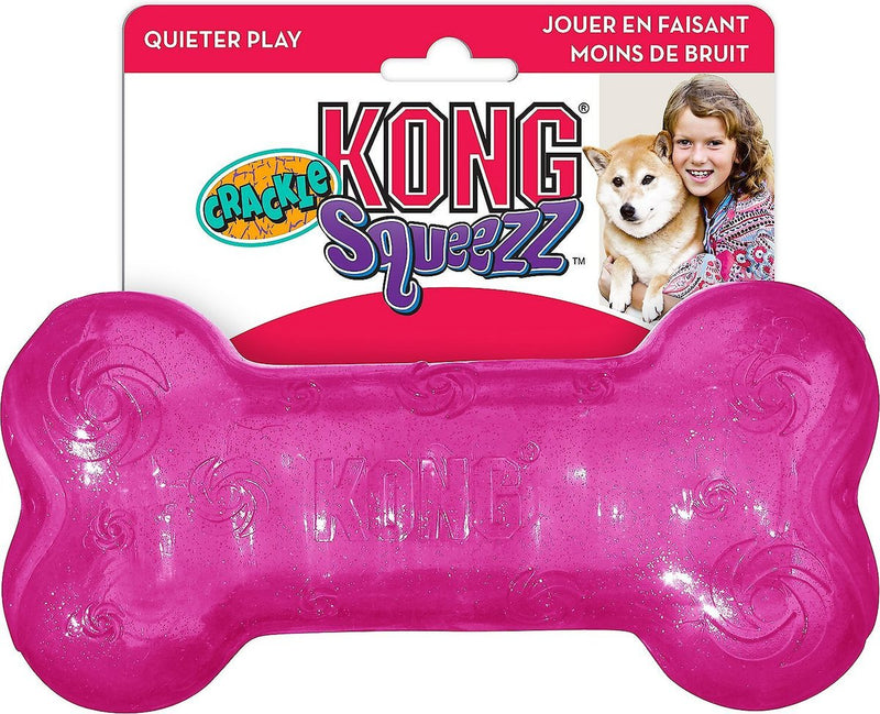Kong Squeezz Crackle Bone: Quiet Chewing! CHEAPER THAN CHEWY!
