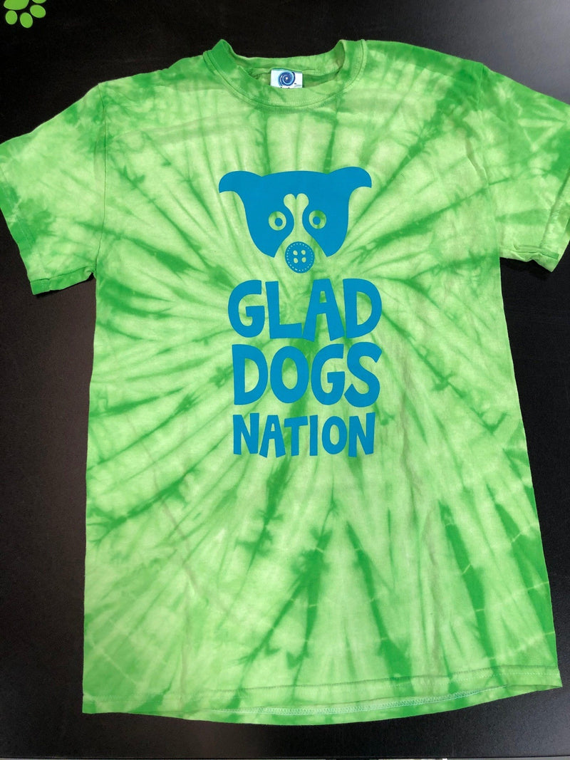 Glad Dogs Nation Short Sleeve Tonal Spiral Tie-Dye T-Shirt for Adults - Glad Dogs Nation | ALL profits donated