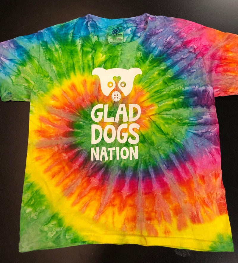 Glad Dogs Nation Short Sleeve Spiral Tie-Dye T-Shirt for Kids - Glad Dogs Nation | ALL profits donated