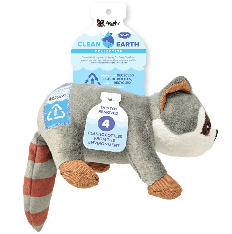 Spunky Pup Clean Earth Recycled Raccoon Plush Dog Toy * 2 Sizes * Floats
