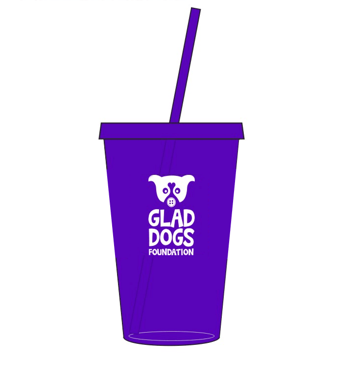Purple Acrylic Tumbler with Straw - 16 oz. - Glad Dogs Nation | ALL profits donated