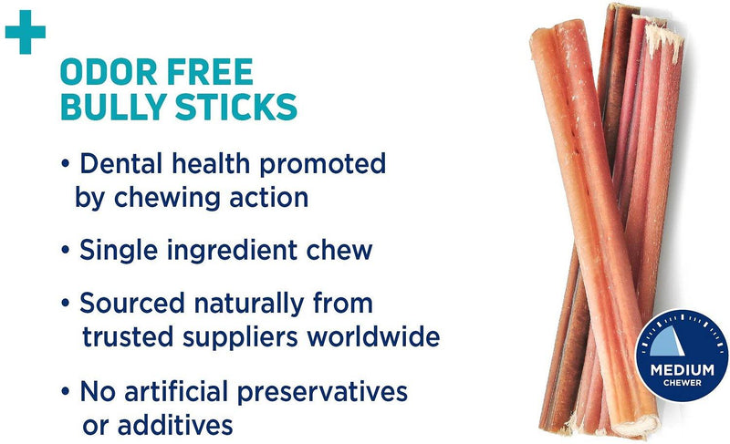 Barkworthies Odor - Free Standard Bully Sticks Dog Treats: 6" - Glad Dogs Nation | ALL Profits Donated
