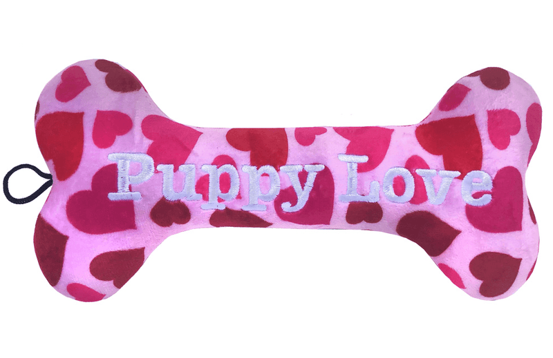 Lulubelles Power Plush Embroidered Squeaky Bone Dog Toy: Puppy Love - Glad Dogs Nation | ALL Profits Donated
