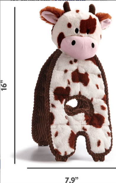 Outward Hound Cuddle Tugs Cow Squeaky Plush Dog Toy - Glad Dogs Nation | ALL Profits Donated