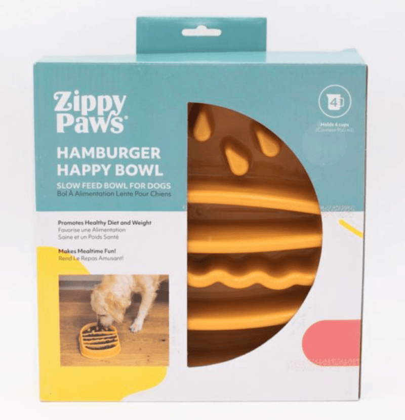 30% OFF! ZippyPaws Slow Feeder Happy Bowl Hamburger
