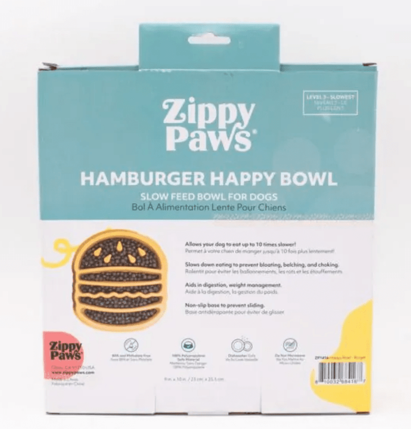 50% OFF! ZippyPaws Slow Feeder Happy Bowl Hamburger